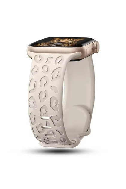 Apple Watch 12-11-10 42mm 6 7 8 9 10 Se Uyumlu 38-40-41mm Leopar Desenli Silikon Kordon