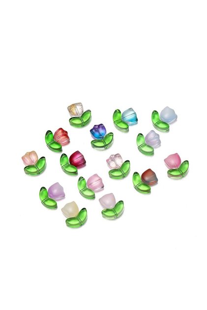 Mixed color 30pcs/bag Transparent Small Tulip Glass Flower Beads Necklace Spacer Beads For DIY Jewel