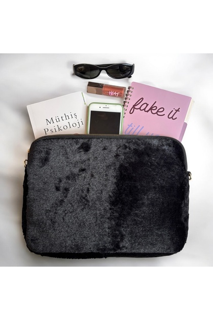 13-13.3-14 Inch Plush Macbook, Laptop Bag, Black Toscase (Without Strap) 36X26Cm