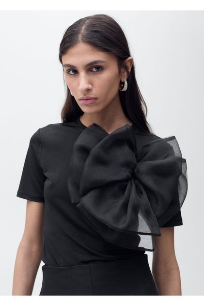 Short-Sleeved Maxi Tie-Detailed T-Shirt