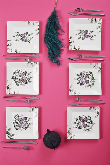 Set of 6 Stylish Design Handmade Butterfly Cake Plates Presentation Set Serving Plates Dessert Plate 20cm