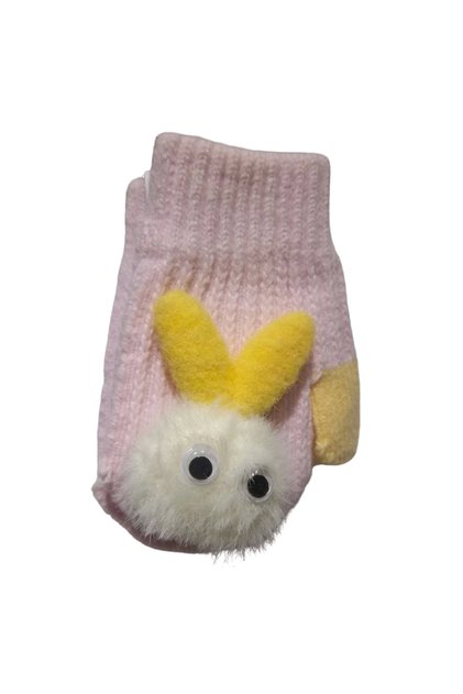 Peluş Tavşanlı Örme Kız Eldiven