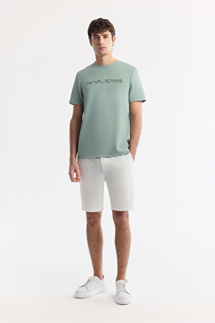 Avva Erkek Mint Yeşil Bisiklet Yaka Reflektörlü Bi-Stretch