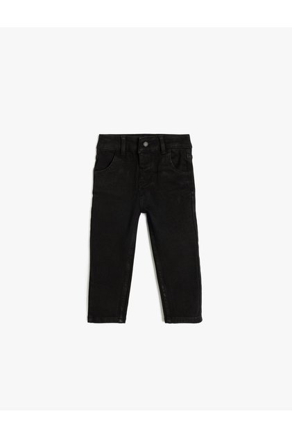 Cotton Pocket Detailed Folded Leg Denim Trousers