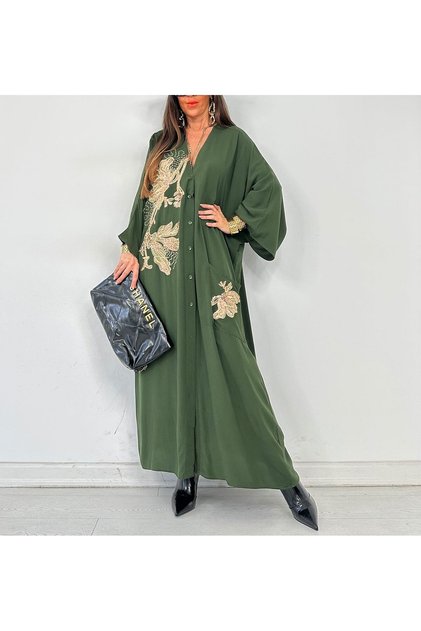 Large Embroidered Sequin Shirt Dress