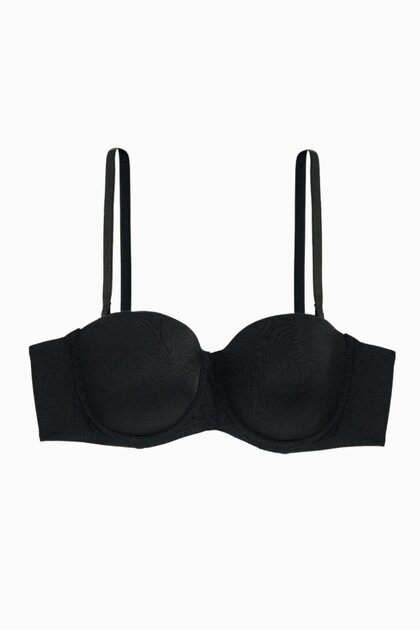 Anka Non-Removable Strapless Micro Bra - Without Support - Basic - 2540 - Black