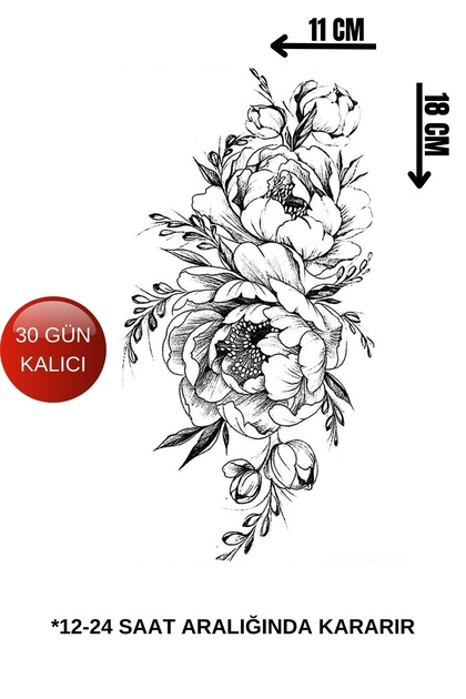 30 Gün / 1 Ay Kalıcı Çiçek Figürlü Geçici Dövme Tattoo