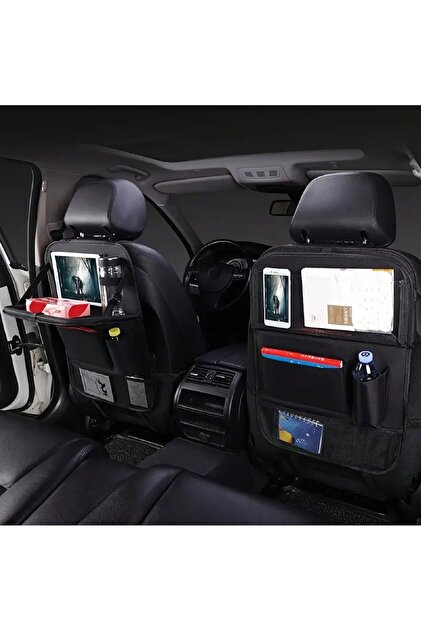 Car Back Seat Organizer Car Tablet Phone Holder Multi-Pocket Organizer with Food Event Table