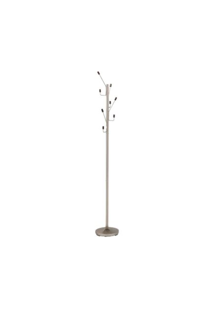 Barak Coat Hanger Wooden/ Metal Clothing Rack With Modern Hooks L 28 x W 28 x H 185 cm Satin Nickel