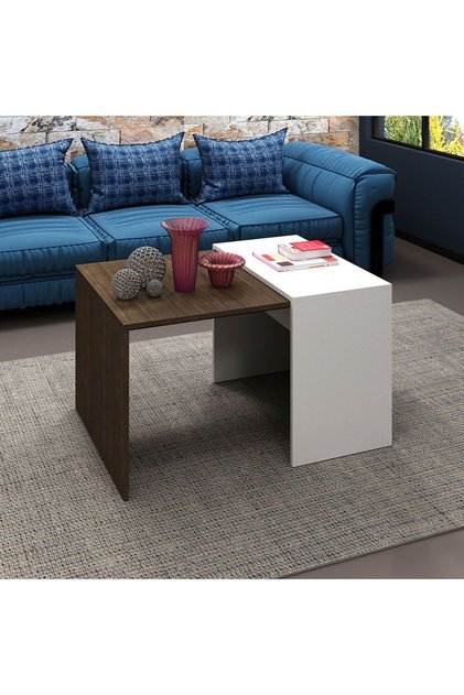 Theo Coffee Table L90xW63.2xH52.5cm - Walnut/White