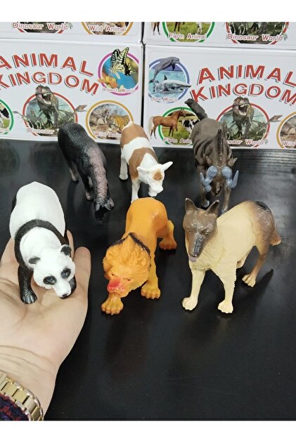 LRS STORE Büyük Boy 6 lı Vahşi ve Çiftlik Hayvan Seti Panda,Aslan
