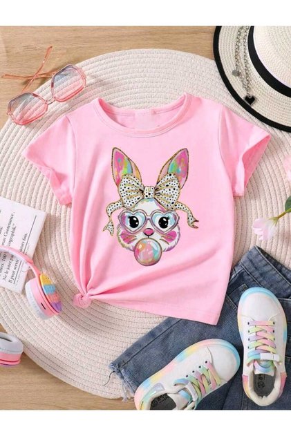 Children's Assorted Mixed Printed Crew Neck Cotton T-Shirt
