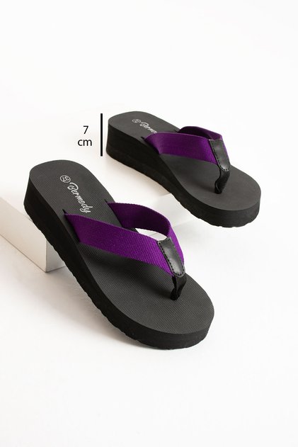 Kaila Women's Platform Wedge Heel 7cm Fabric Flip Flops Summer Pool Sea Beach Slippers