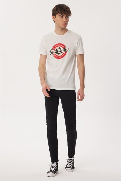 Authen Men's 100% Cotton O-Neck T-Shirt White