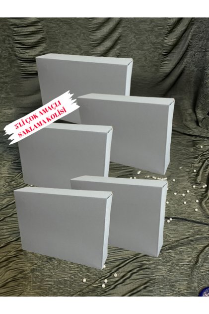 5'Lİ Çok amaçlı beyaz karton taşıma - çeyiz - paketleme - hediye kutusu 28,5x38,5x10 cm büyük boy
