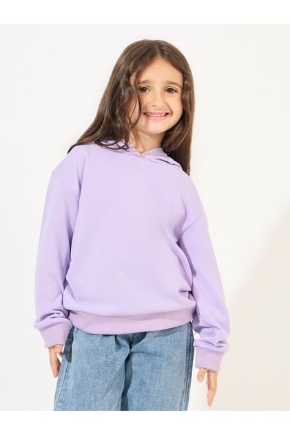 Solid Hoodie with Dropped Shoulder