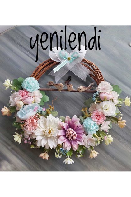 Pamuk Şekeri Kapı Süsü 35 Cm, Çelenk, Kapı Çelenk, Ev Dekor, Kapı Süsü, Yapay Çiçek