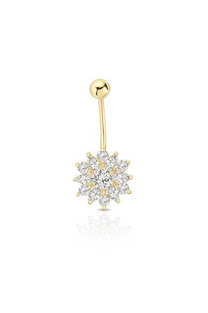 Altın Oval Tek Taşlı Piercing