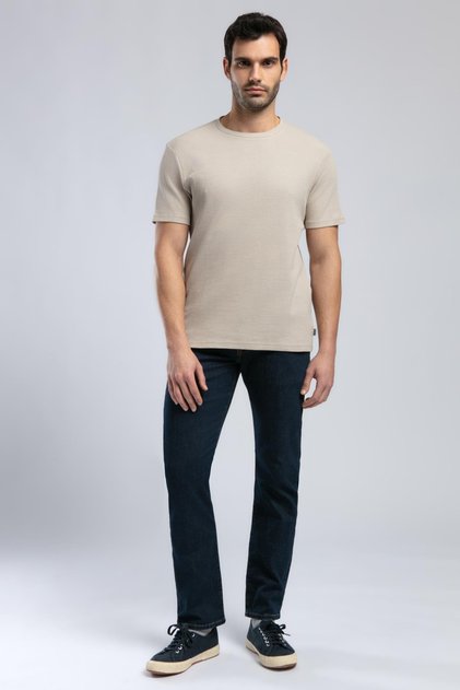 Conroy Men's 100% Cotton O-Neck T-Shirt Beige