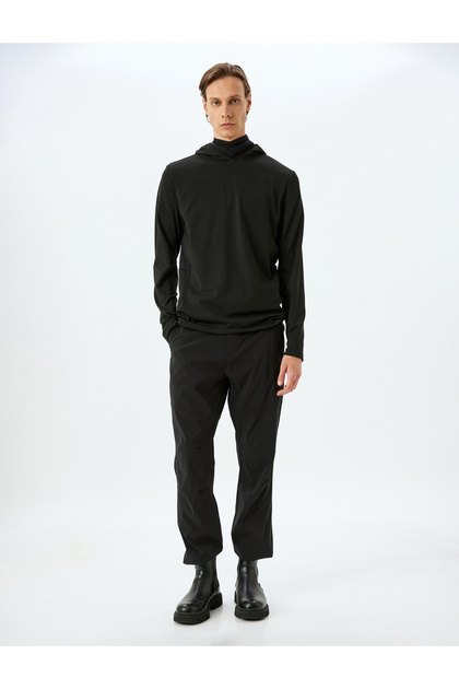 Oversize Sports Sweatpants with Stitching Detail, Buttoned Zipper Pocket