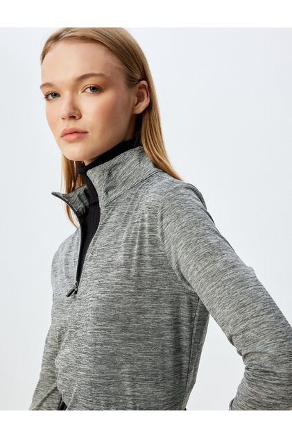 5wak10029nk Grm Gri Melanj Kadın Elastan Outdoor Sweatshirt