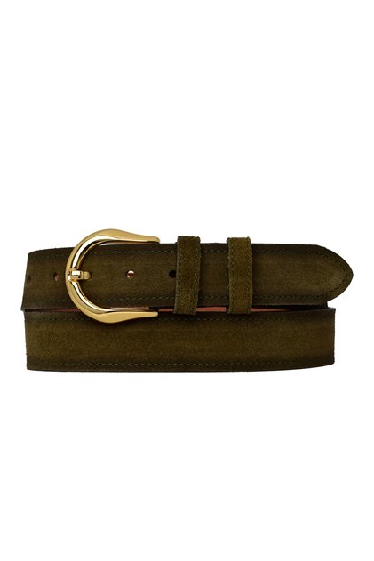 100% Genuine Leather, 4 cm Suede Military Green Women's Belt with Gold Buckle; Jeans, Sports Belt=Suede.70.Ask.Green