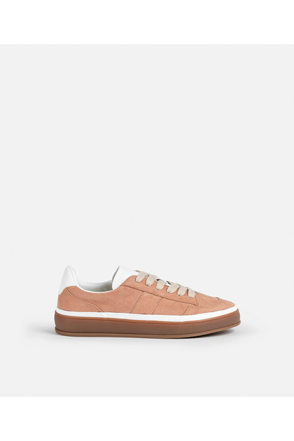 Kontrast dokulu bağcıklı sneaker