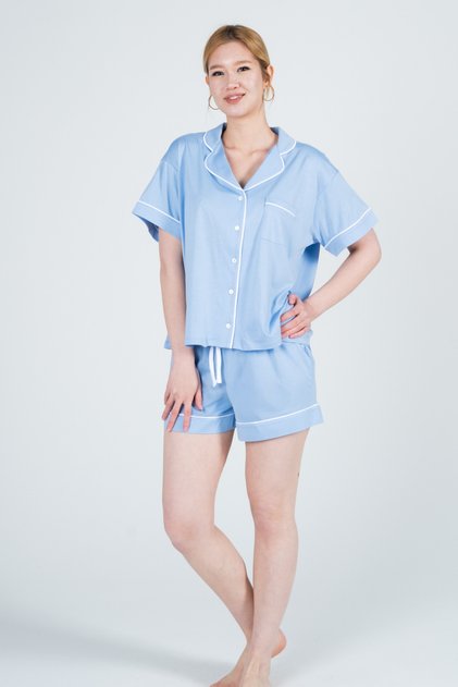 Women's Cotton Fabric Short Sleeve Pajamas Set - Stylish and Comfortable / Different Color Choices