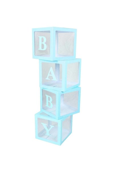 Rönesans Mavi Şeffaf Balon Kutusu BABY Yazılı 25x25 Cm