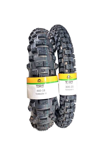 TDT TYRES Set 460-18 Ve 300-21 Cross Motosiklet Lastiği Ön/arka