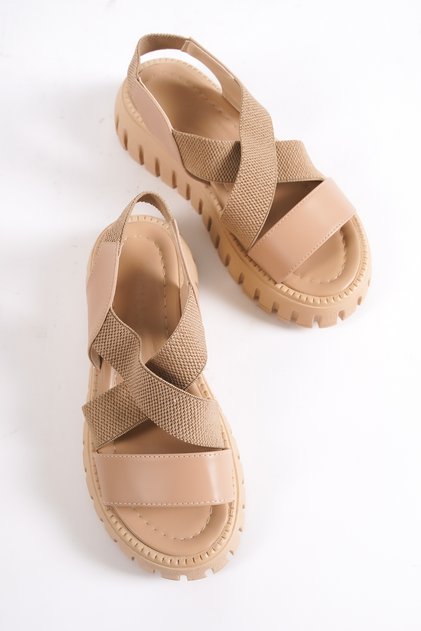 733-n Thick Serrated Sole Nude Platform Women's Slippers
