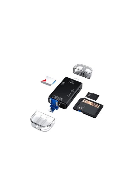 USB 2.0 6 in 1 Card Reader and USB Multiplexer – Support Type-C, Micro Usb, Sd/Tf Card