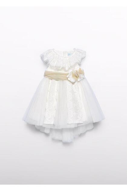 Abel&Lula Girl's Tulle Dress with Ruffled Collar_Mnvs5006