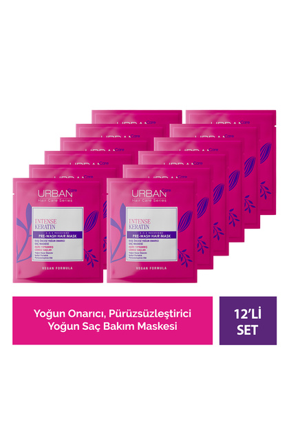 Intense Keratin Aşırı Yıpranmış ve Cansız Saçlara Duş Öncesi Saç Bakım Maskesi 12'li Set
