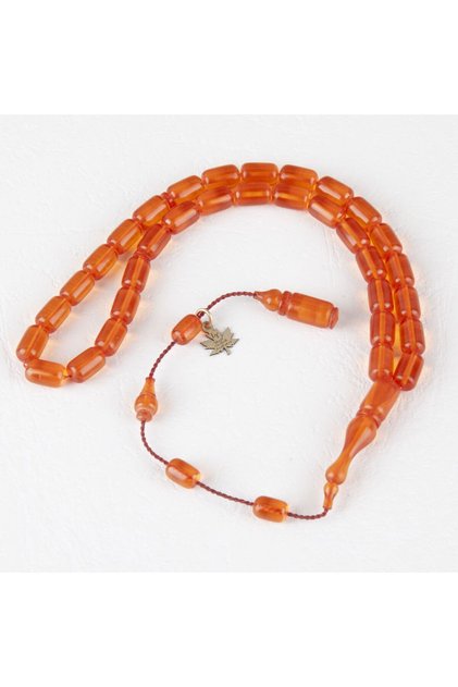 Fire Amber Capsule Cut Ankle Length 5.2X8.2Mm Rosary - Transparent Orange