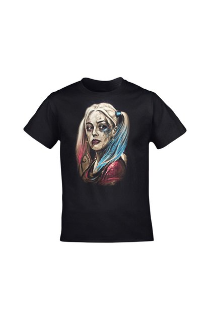 Tricou negru unisex cu imprimeu Harley Quinn