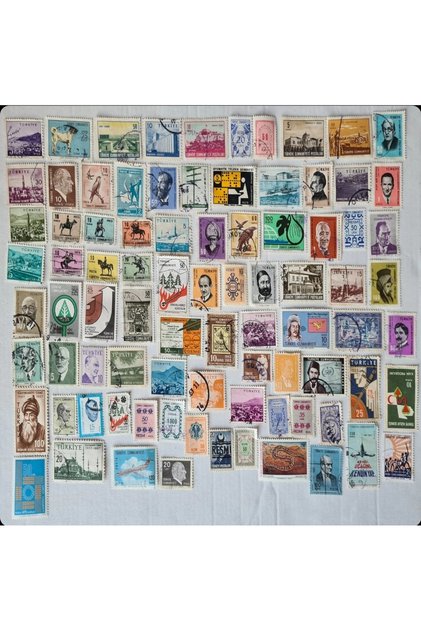50 Adet Yerli Pullar Karışık Koleksiyon Nadir