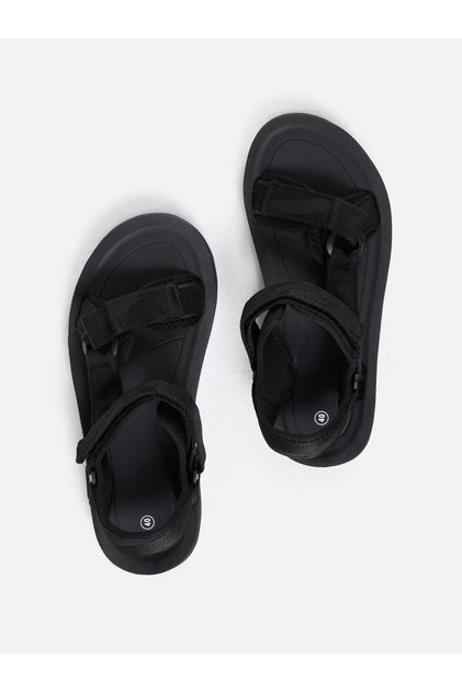 Regular Fit Düz Siyah Kadın Sandalet