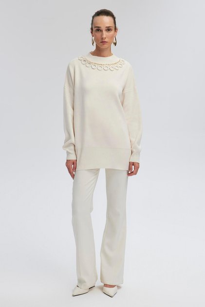 Crochet Collar Knitwear Sweater