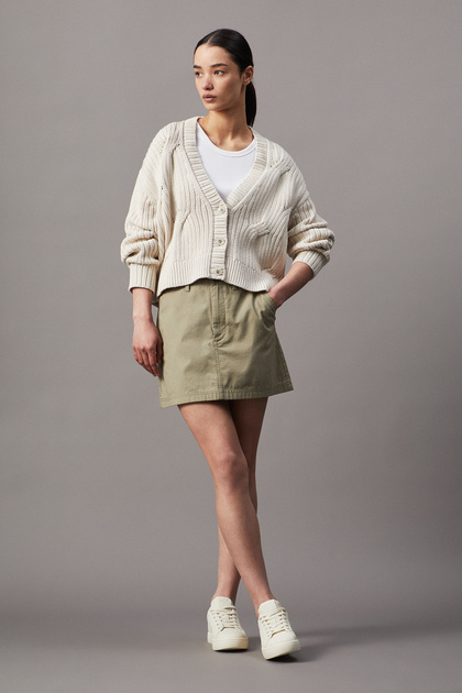 CARDIGAN CU PULOVER TRICOTAT CU TRENZĂ