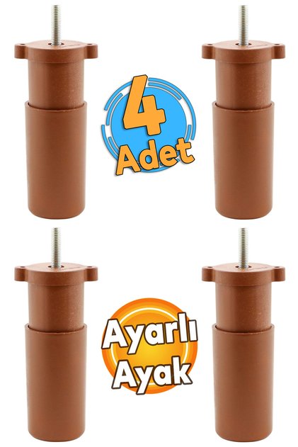 Ayarlanabilir Mobilya Kanepe Koltuk Baza M8 Civatalı Destek Yükseltme Ayağı Ayakları 9.5 Cm 4 Adet
