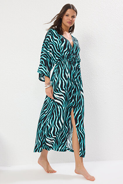 Trendyol Collection Zebra Print Maxi Woven Beach Dress Tbess25El00083-  Trendyol