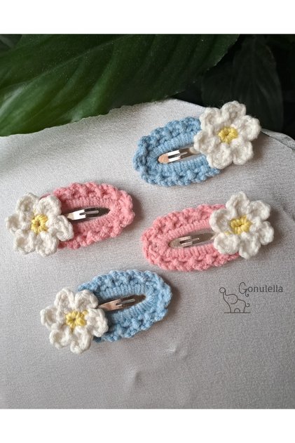 Amigurumi Handmade Knitted 4-Piece Daisy Snap Buckle