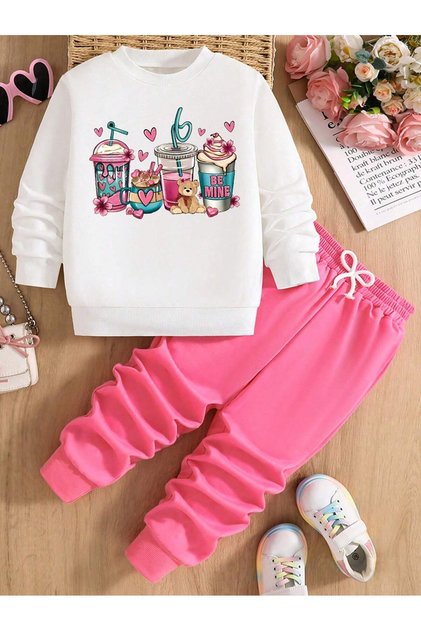 Kids Girls and Boys Cute and Cool Casual 2-Piece Bottom Top Set