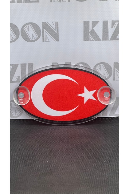 Ford Compatible Oval Moon Star Turkish Flag Plexi Bone Crest Glass Ornament