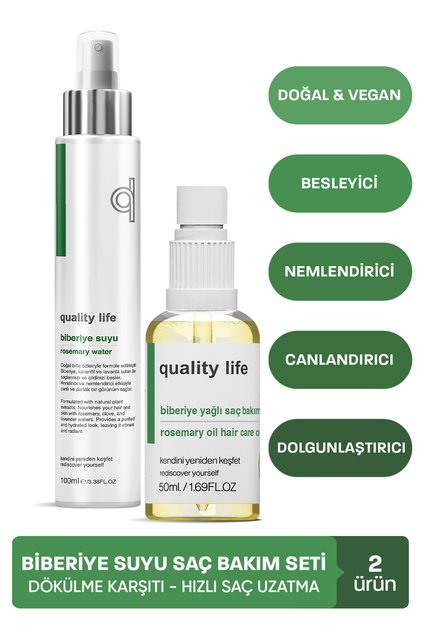Dökülme Karşıtı Biberiye Suyu ve Yağı Saç ve Cilt Bakım Tonik Seti 100+50 ml