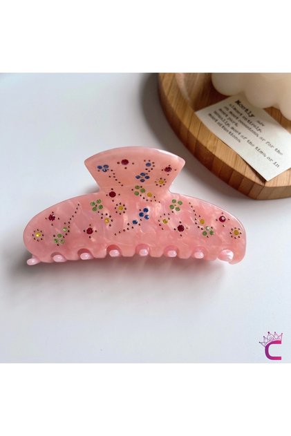 Special Design Floral Embroidered Stone Acetate Bone Hairpin Buckle 10 cm - Women's Gift Hair Bun Clip