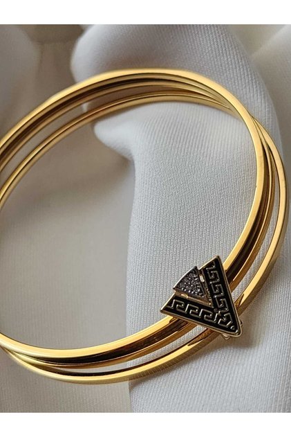 ÇELİK AJDA BİLEZİK CHARMLI MODEL İNCE GOLD PASLANMAZ SUYA DAYANIKLI