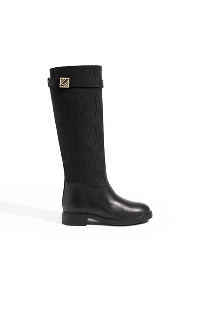 100% Leather Garnished and Metal Buckle Boots