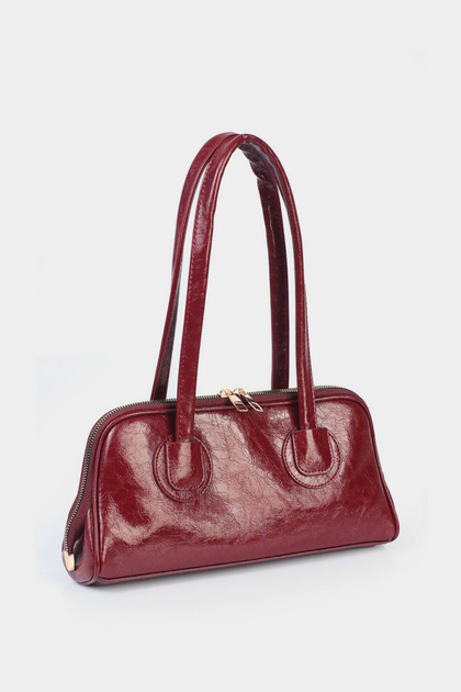 Stylish and Modern Women's Long Handle Patent Leather Shoulder Bag - Soft & Shiny Daily Baguette Bag